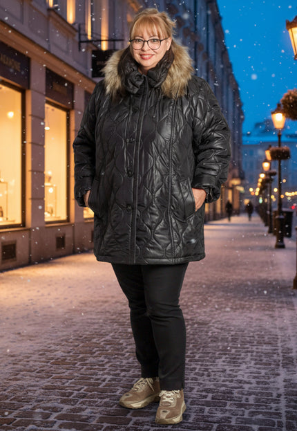 Jachetă de damă din burete cu glugă și buzunare