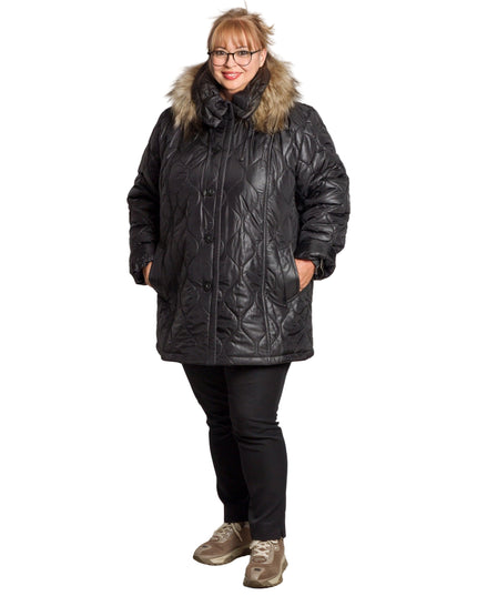 Jachetă de damă din burete cu glugă și buzunare