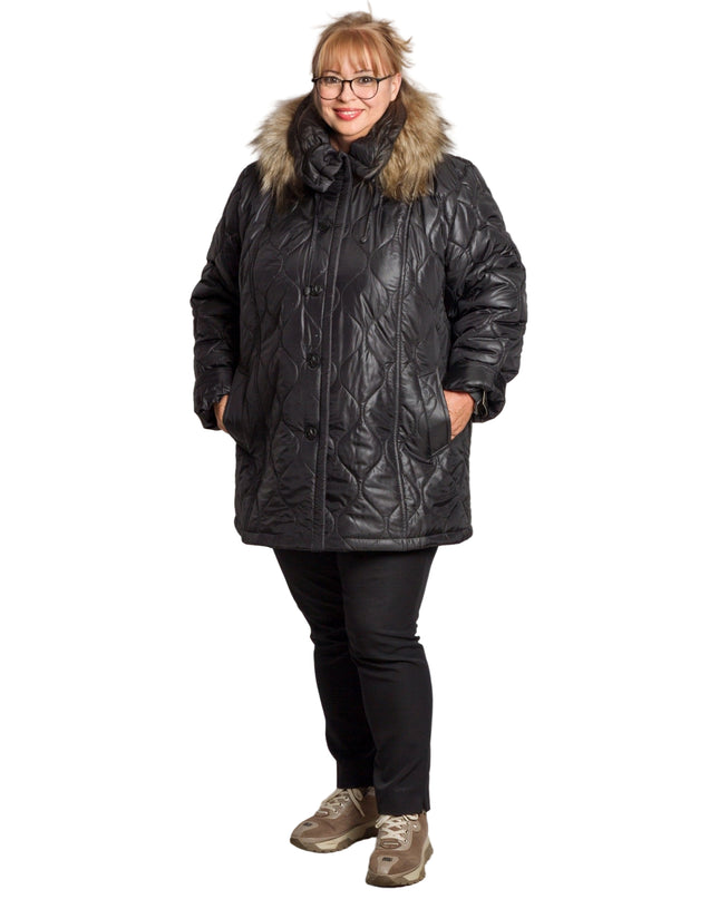 Jachetă de damă din burete cu glugă și buzunare