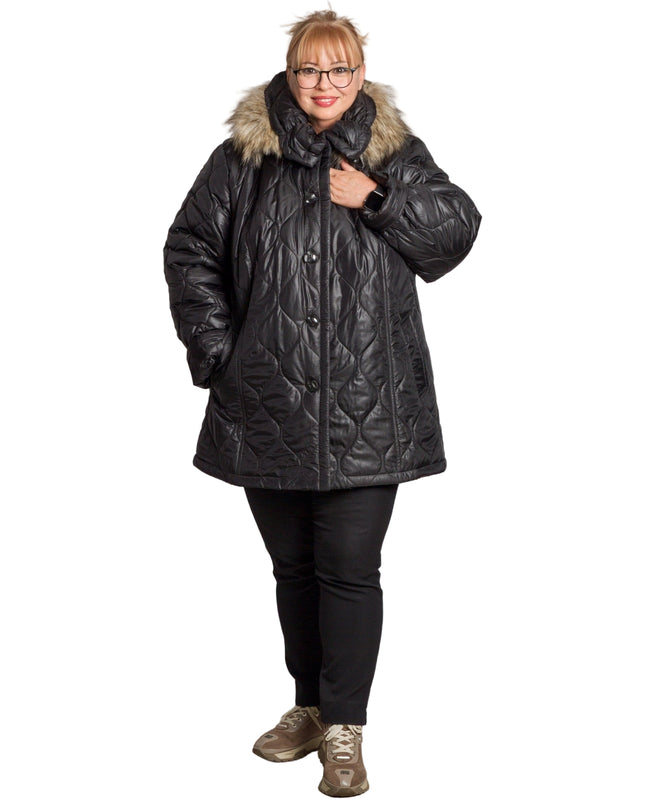 Jachetă de damă din burete cu glugă și buzunare