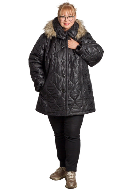 Jachetă de damă din burete cu glugă și buzunare