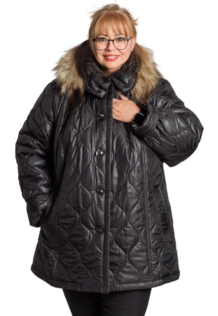 Jachetă de damă din burete cu glugă și buzunare