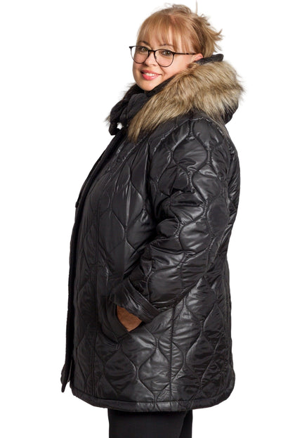 Jachetă de damă din burete cu glugă și buzunare