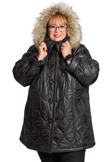 Jachetă de damă din burete cu glugă și buzunare