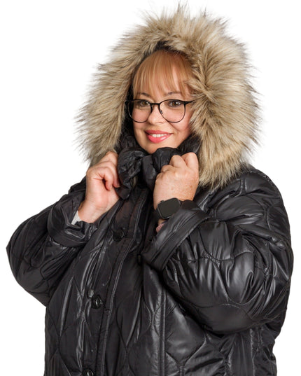 Jachetă de damă din burete cu glugă și buzunare