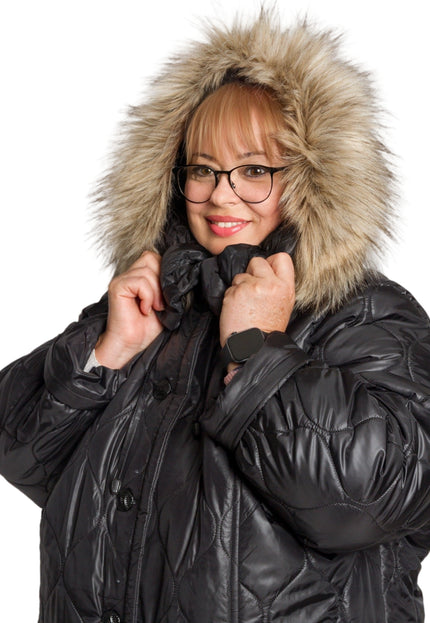 Jachetă de damă din burete cu glugă și buzunare