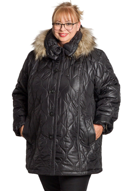 Jachetă de damă din burete cu glugă și buzunare