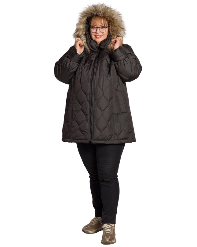 Jachetă de damă din burete cu glugă și buzunare