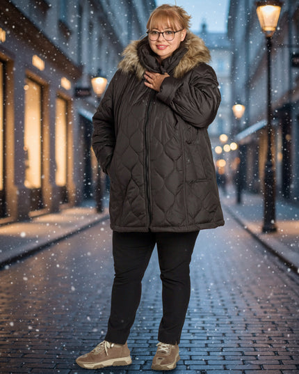 Jachetă de damă din burete cu glugă și buzunare