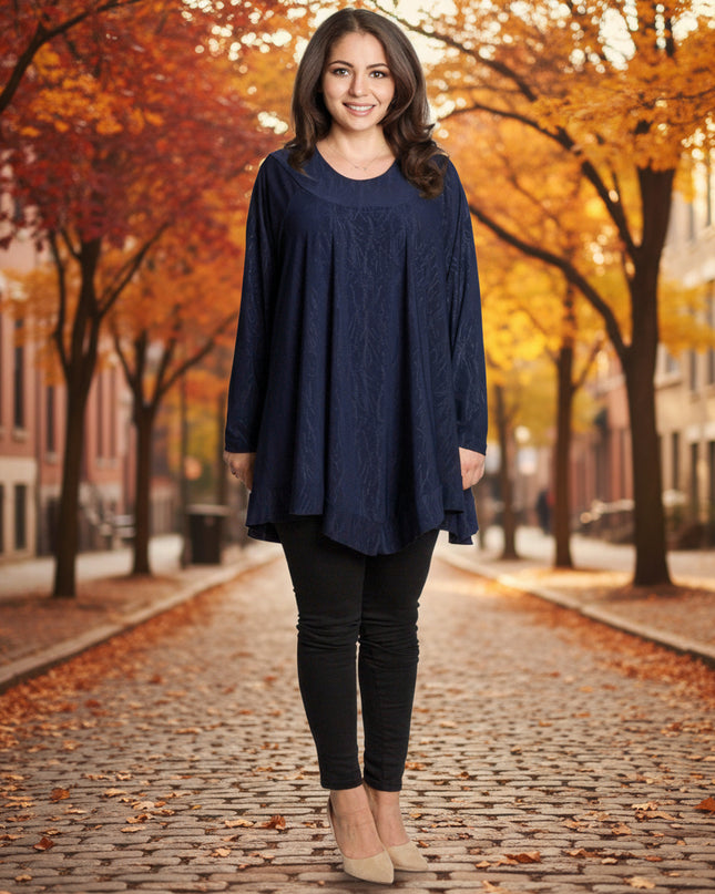 Tunică lejeră în mărimi mari cu accente din piele