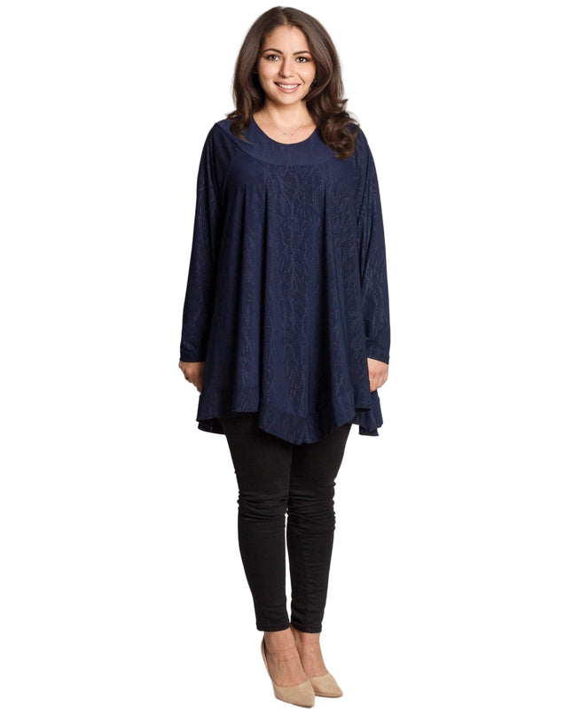 Tunică lejeră în mărimi mari cu accente din piele