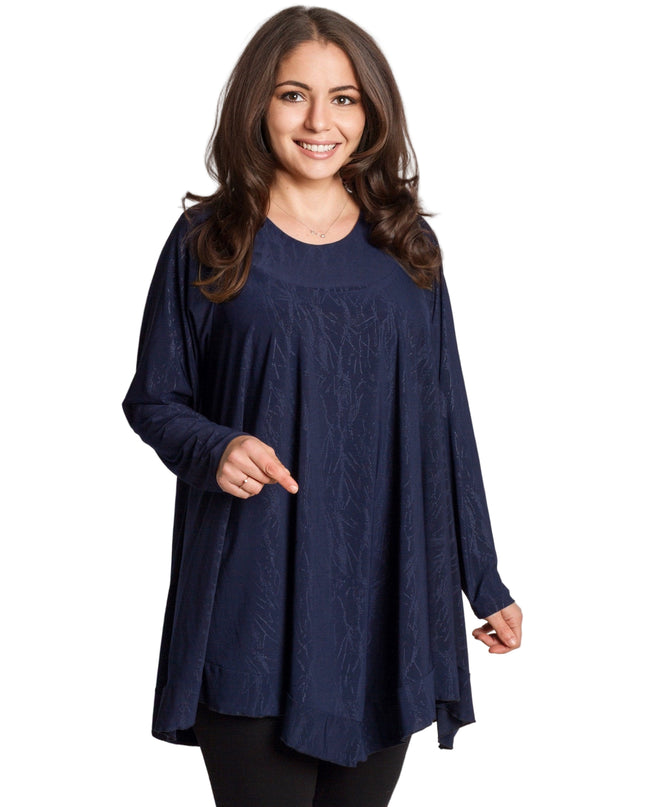 Tunică lejeră în mărimi mari cu accente din piele