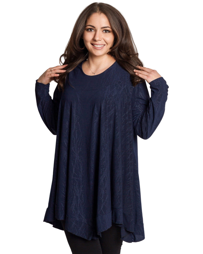 Tunică lejeră în mărimi mari cu accente din piele