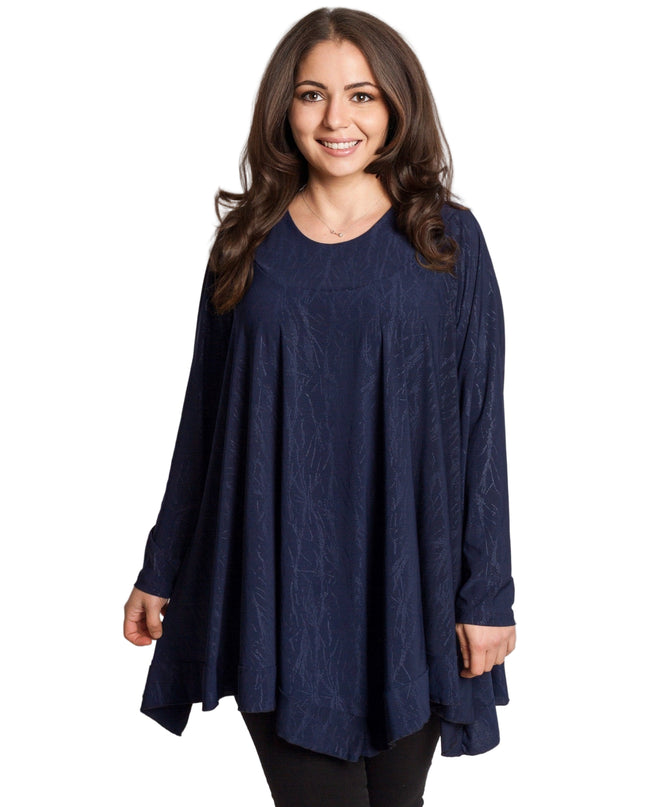 Tunică lejeră în mărimi mari cu accente din piele