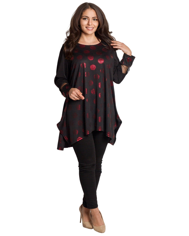 Tunică lejeră în mărimi mari cu accente din piele