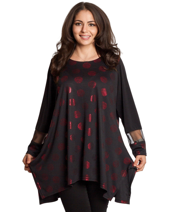 Tunică lejeră în mărimi mari cu accente din piele