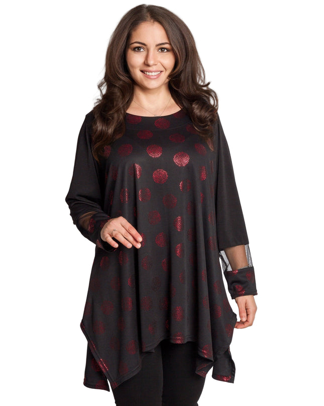 Tunică lejeră în mărimi mari cu accente din piele