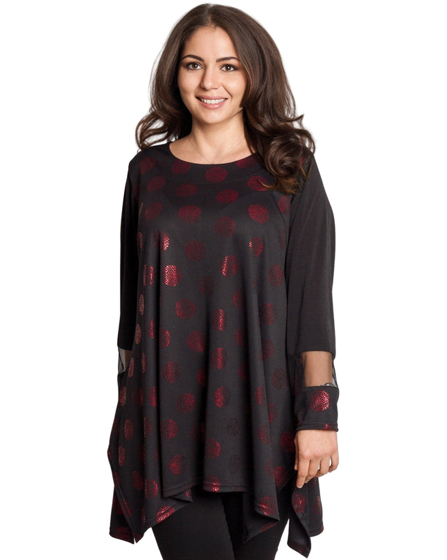 Tunică lejeră în mărimi mari cu accente din piele