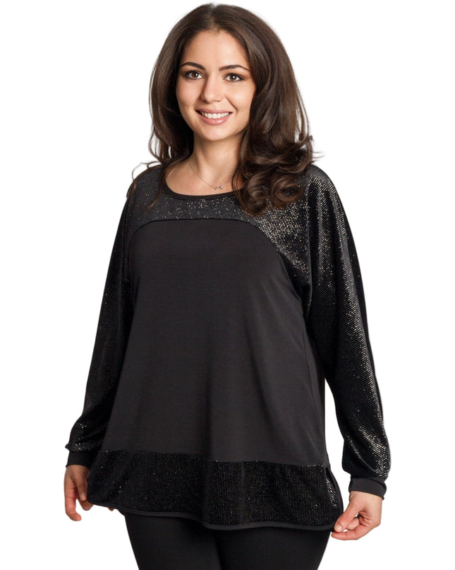 Tunică lejeră în mărimi mari cu accente din piele