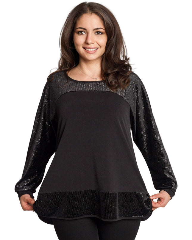 Tunică lejeră în mărimi mari cu accente din piele