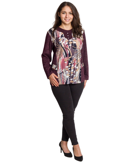 Tunică lejeră în mărimi mari cu accente din piele