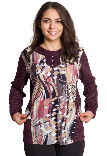 Tunică lejeră în mărimi mari cu accente din piele