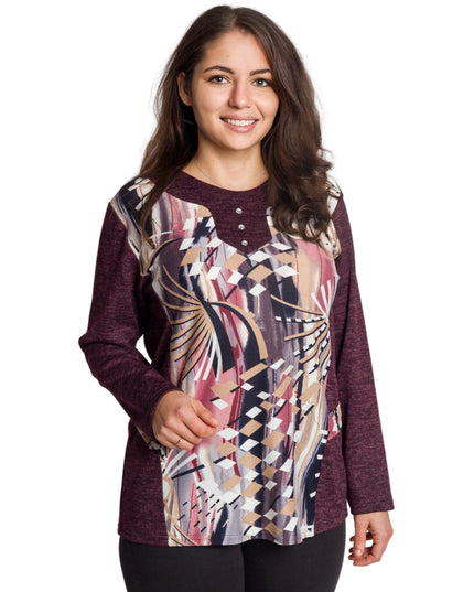 Tunică lejeră în mărimi mari cu accente din piele