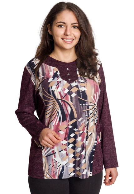 Tunică lejeră în mărimi mari cu accente din piele