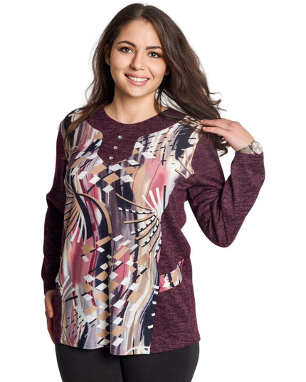 Tunică lejeră în mărimi mari cu accente din piele