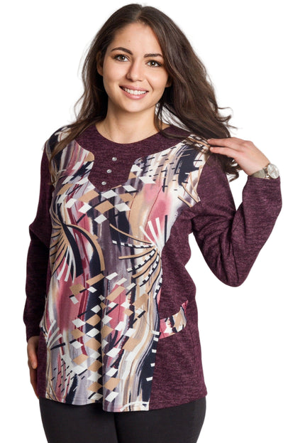 Tunică lejeră în mărimi mari cu accente din piele