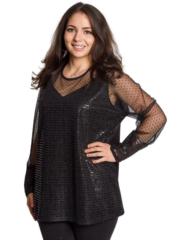 Tunică maxi formală cu tul și mâneci 3/4