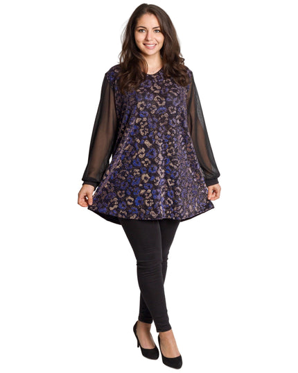 Tunică lejeră în mărimi mari cu accente din piele