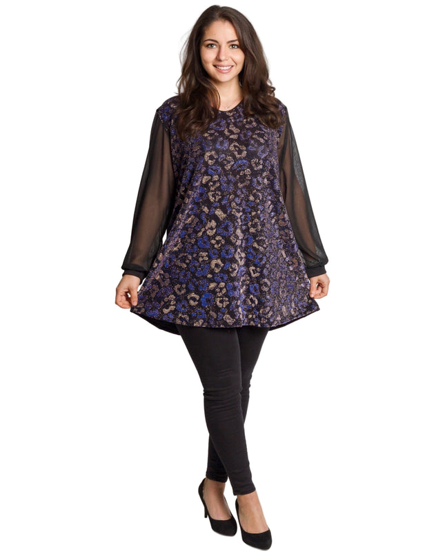 Tunică lejeră în mărimi mari cu accente din piele