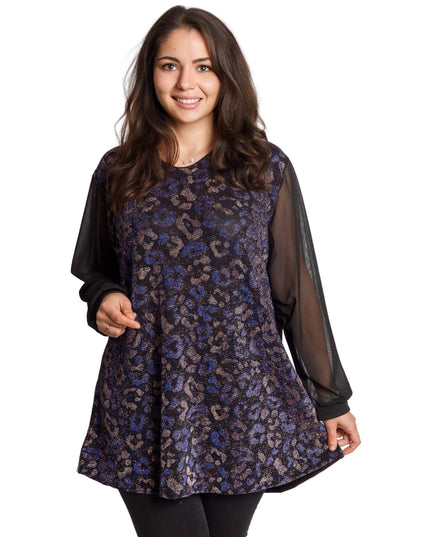 Tunică lejeră în mărimi mari cu accente din piele