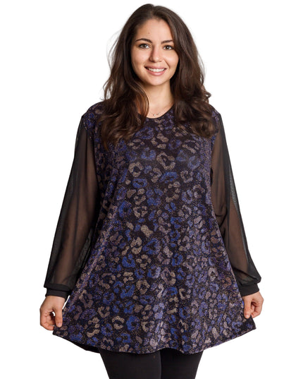 Tunică lejeră în mărimi mari cu accente din piele