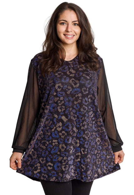 Tunică lejeră în mărimi mari cu accente din piele