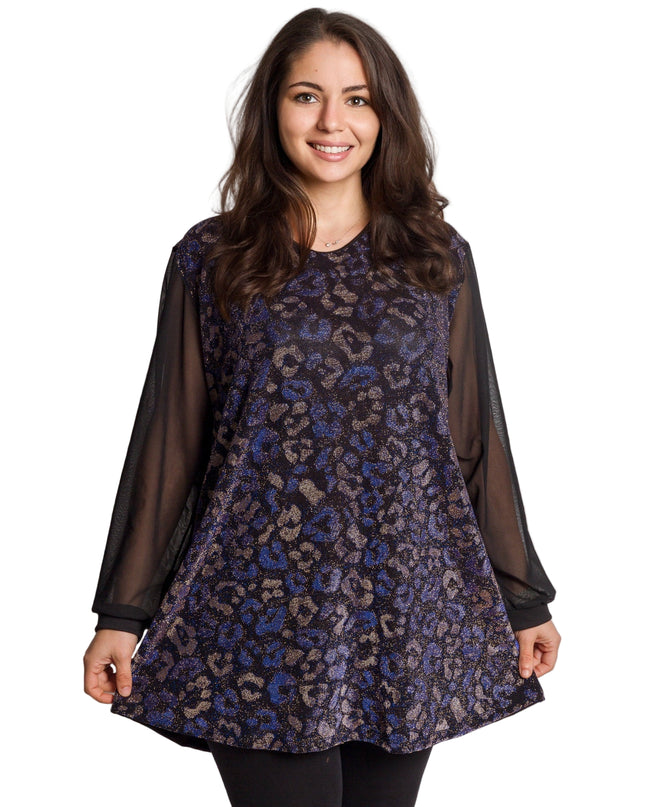 Tunică lejeră în mărimi mari cu accente din piele