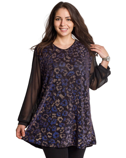 Tunică lejeră în mărimi mari cu accente din piele