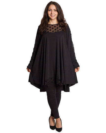 Tunică lejeră în mărimi mari cu accente din piele