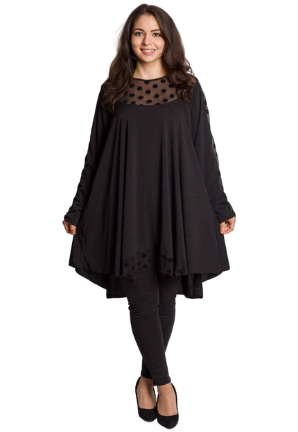 Tunică lejeră în mărimi mari cu accente din piele