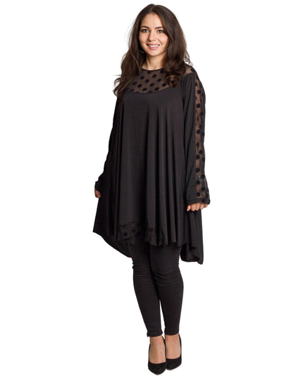 Tunică lejeră în mărimi mari cu accente din piele