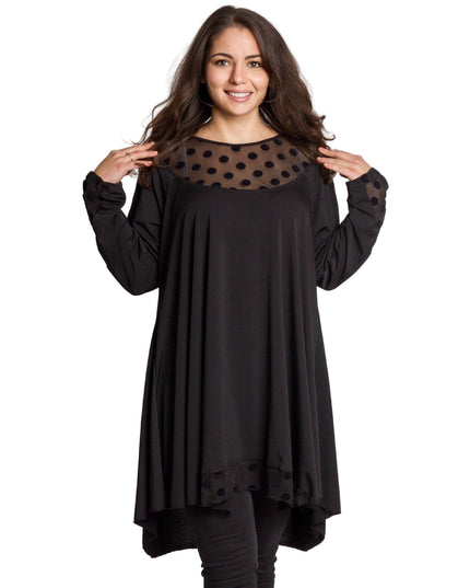 Tunică lejeră în mărimi mari cu accente din piele