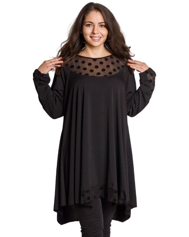 Tunică lejeră în mărimi mari cu accente din piele