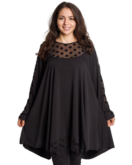 Tunică lejeră în mărimi mari cu accente din piele