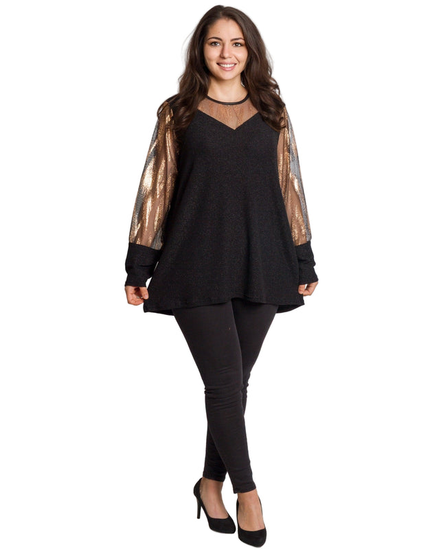 Tunică maxi formală cu tul și mâneci 3/4