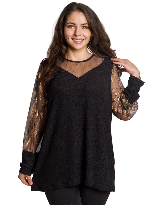 Tunică maxi formală cu tul și mâneci 3/4