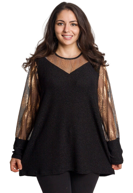 Tunică maxi formală cu tul și mâneci 3/4