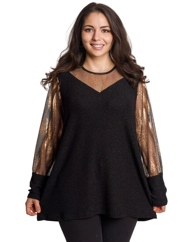 Tunică maxi formală cu tul și mâneci 3/4