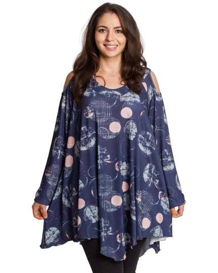 Tunică lejeră în mărimi mari cu accente din piele