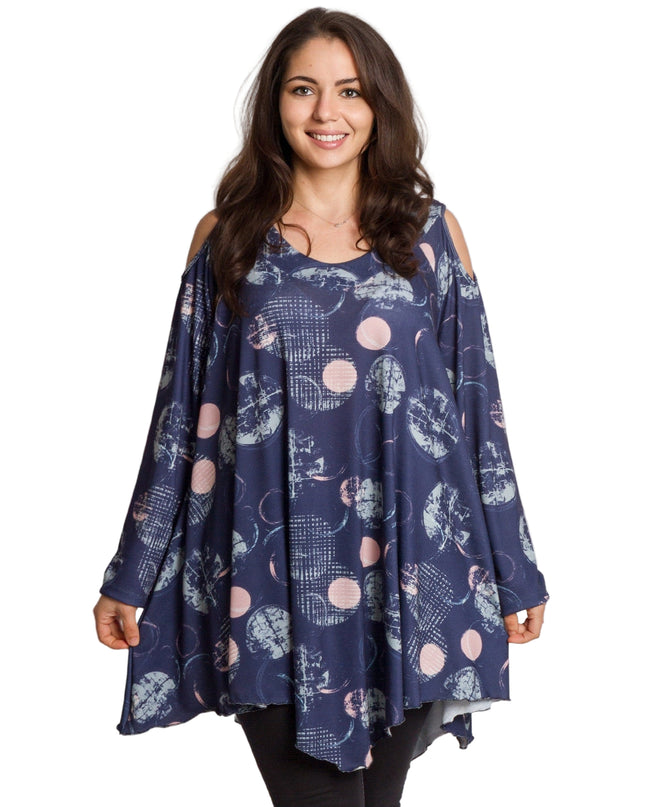 Tunică lejeră în mărimi mari cu accente din piele